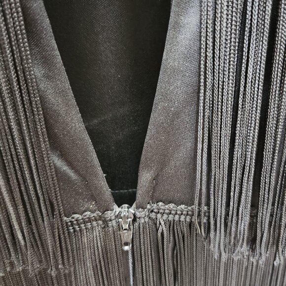 Vintage Black All Over Fringe Flapper Dress Sleeveless Party Dress - Picture 4 of 10